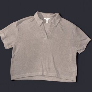H&M sz XXL Women's Light Gray Short Sleeve Collared Top
